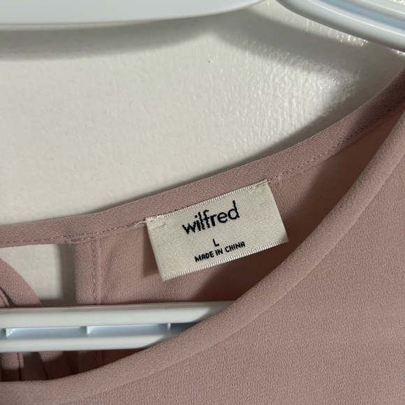 NWOT Aritzia Wilfred Ruffle Sleeve Pink Blush Fleurette Wide Leg Jumpsuit sz. L - Picture 12 of 14